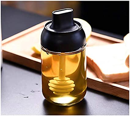 250ml Kitchen Condiment Jar  Glass Seasoning Bottle With Honey Brush